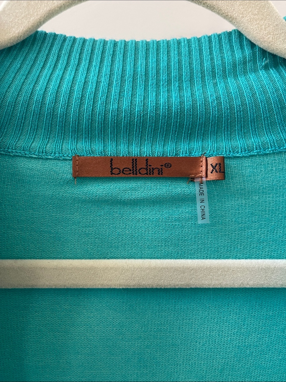 Belldini Teal Rhinestone Zip-Front Short Sleeve Sweater Size XL - Picture 2 of 16